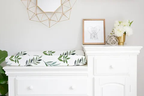 Couvre Matelas à Langer en Minky - Eucalyptus