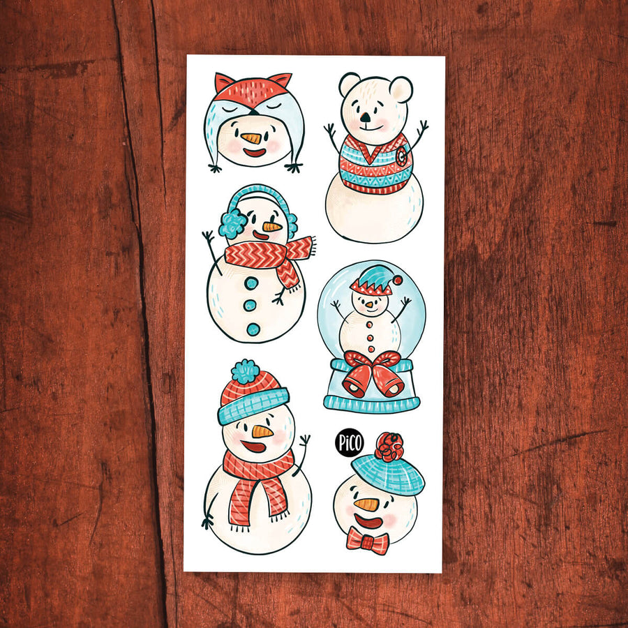 Temporary Tattoos - Happy Snowmen