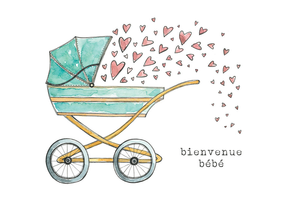 Carte de Souhaits - Berceau Bienvenue Bébé