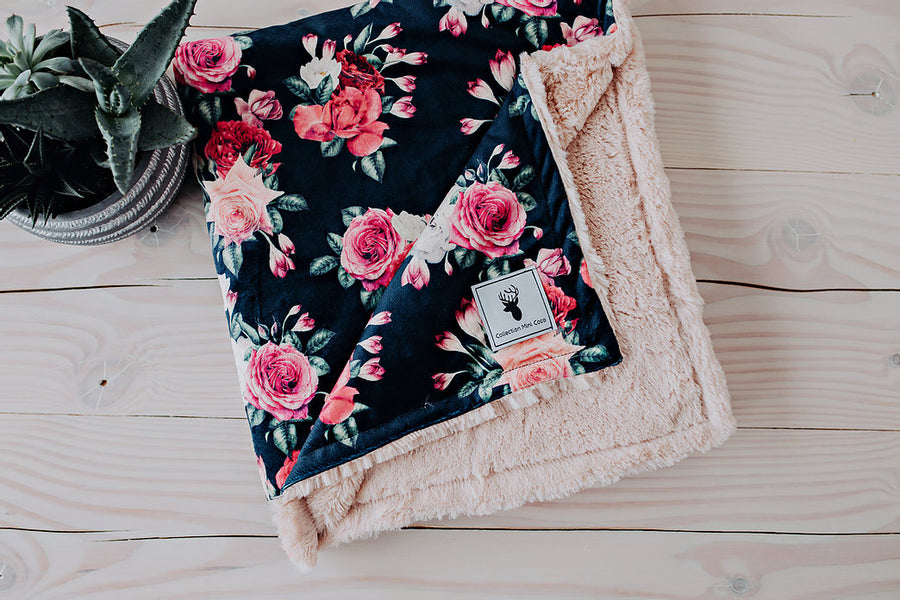 Couverture Minky - Floral Foncé