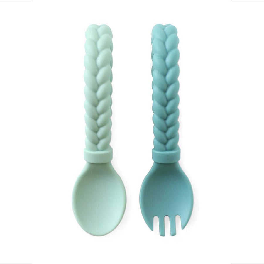 Cuillères d'apprentissage en Silicone - Paquet de 2 - Menthe