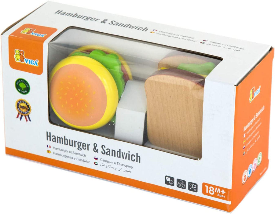 Hamburger and Wooden Sandwich