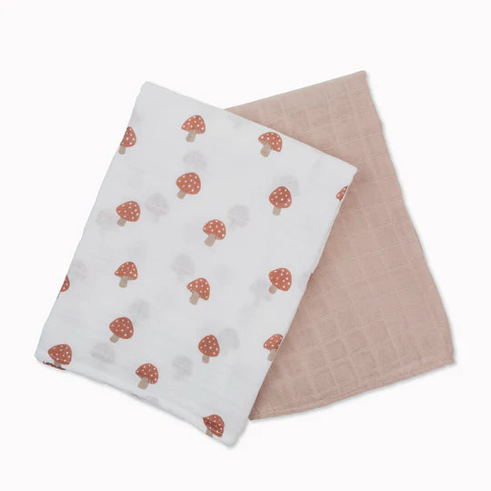 Muslin Swaddle Blankets Set - 100% Cotton - Mushroom/Sand