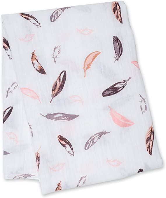 Muslin Swaddle Blanket - 100% Cotton - Feathers