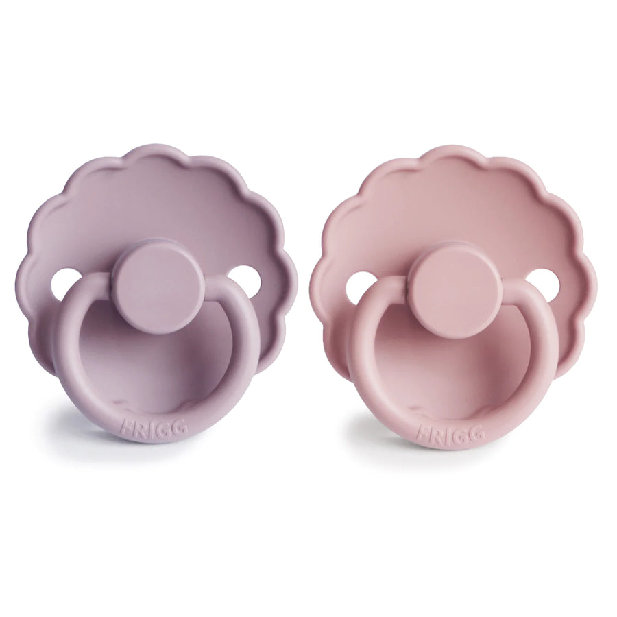FRIGG Silicone Soothers - Baby Rose/Lilac (Daisy) (6-18 months)
