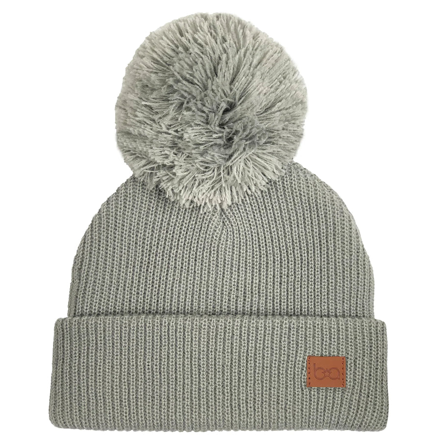 Knitted toque with Pompon - Gray