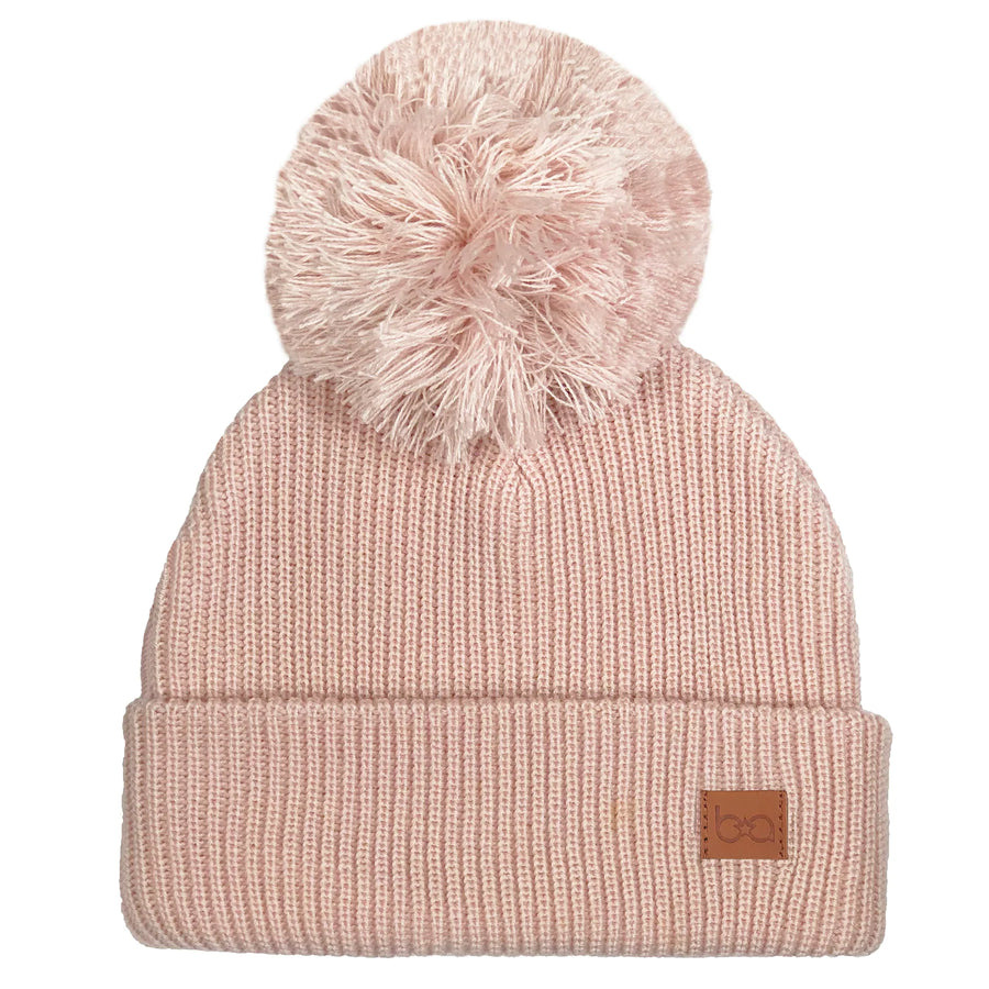 Tuque en Tricot à Pompon - Rose